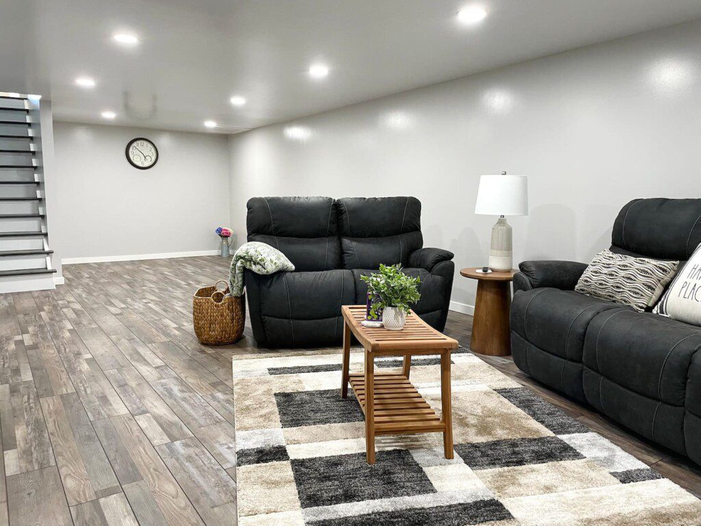 Basement living room with Smart TV and YouTubeTV (cable) access - also comfortable sofas to sleep on if you need more space!