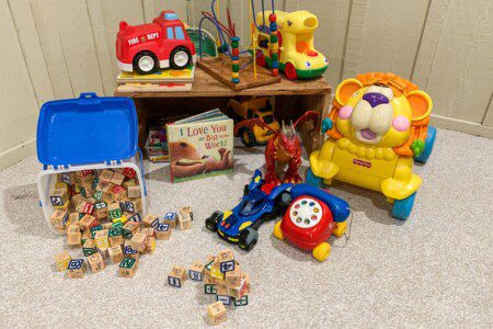 Kids will love using their imaginations in the big basement room with fun toys to use!