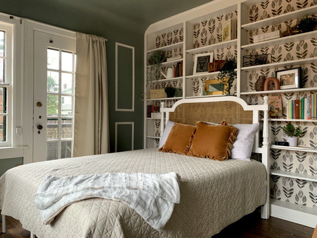 Bedroom #3 with highly rated Lucid queen mattress; a clock w/ USB and outlets to make charging devices super convenient