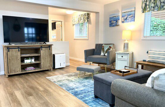 Stone Lake Cottage Retreat: Stream your own shows, movies, or games on the 55" Roku TV — no need to miss a thing while you're here.