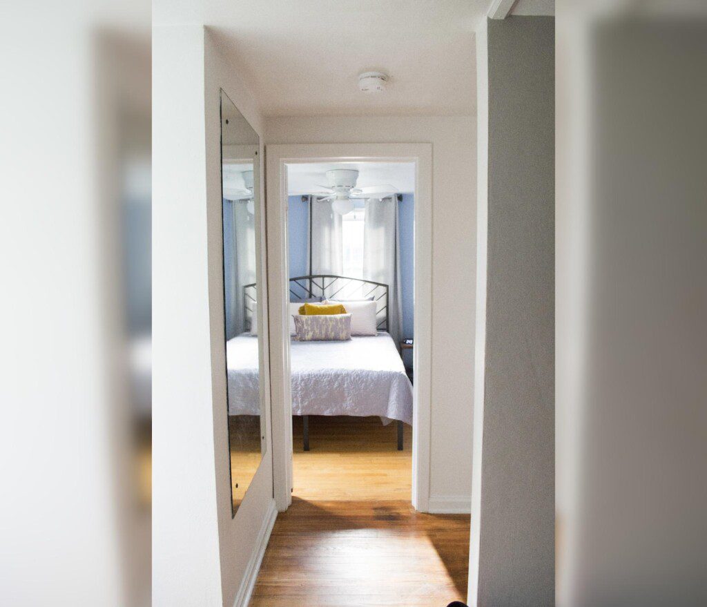 Upstairs hallway looking into one of the bedrooms.