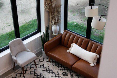 View from upstairs bedroom down into living room