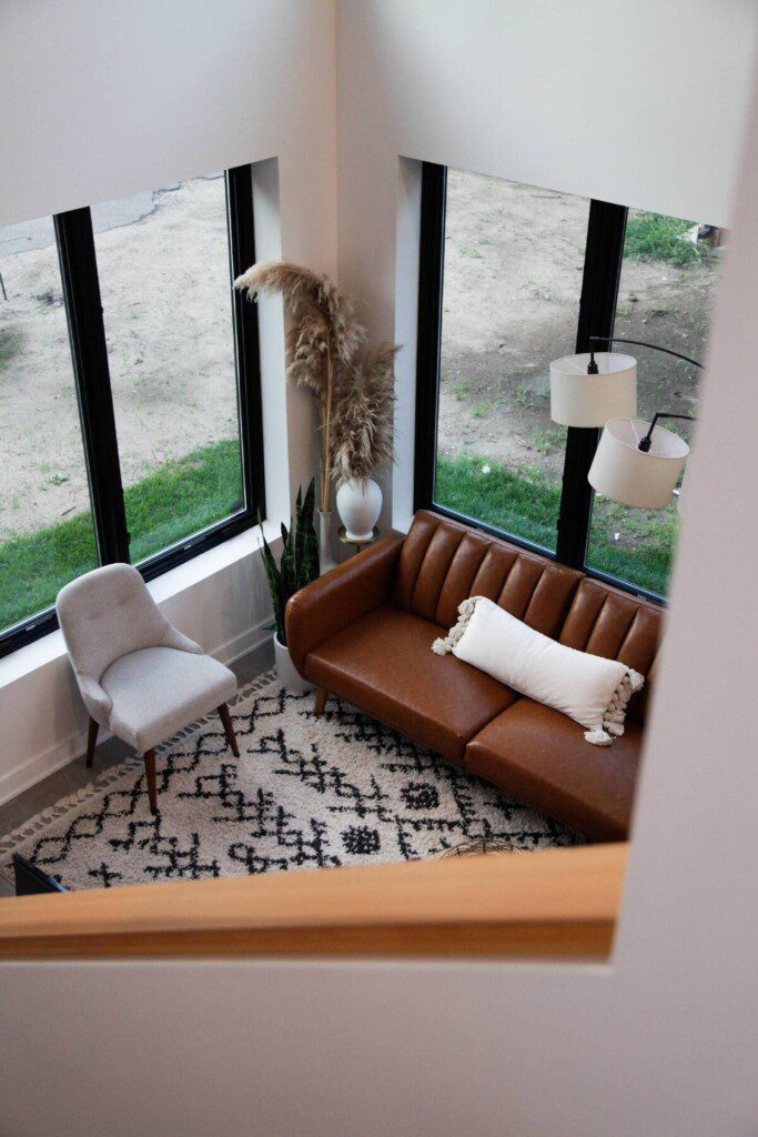 View from upstairs bedroom down into living room