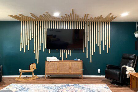 The Unmatched Living Room - Custom Wall Art!! 65" Roku TV with YouTube TV access provided. Enjoy the comfortable and unique sofa options