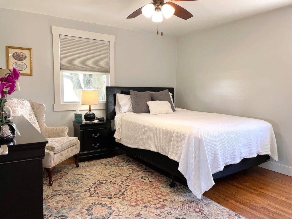 Bedroom #1 - comfortable queen mattress and sheets (owners sleep on the same combination to ensure their guests get top-notch sleep).