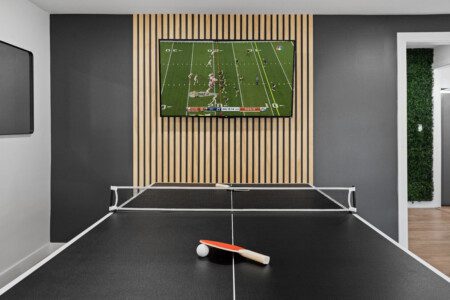 Why go out when the fun is all here? 🎱🏓📺 Notre Dame Pool Haus game room has ping pong, pool, & the big game on TV. Perfect for family nights or rainy-day fun!