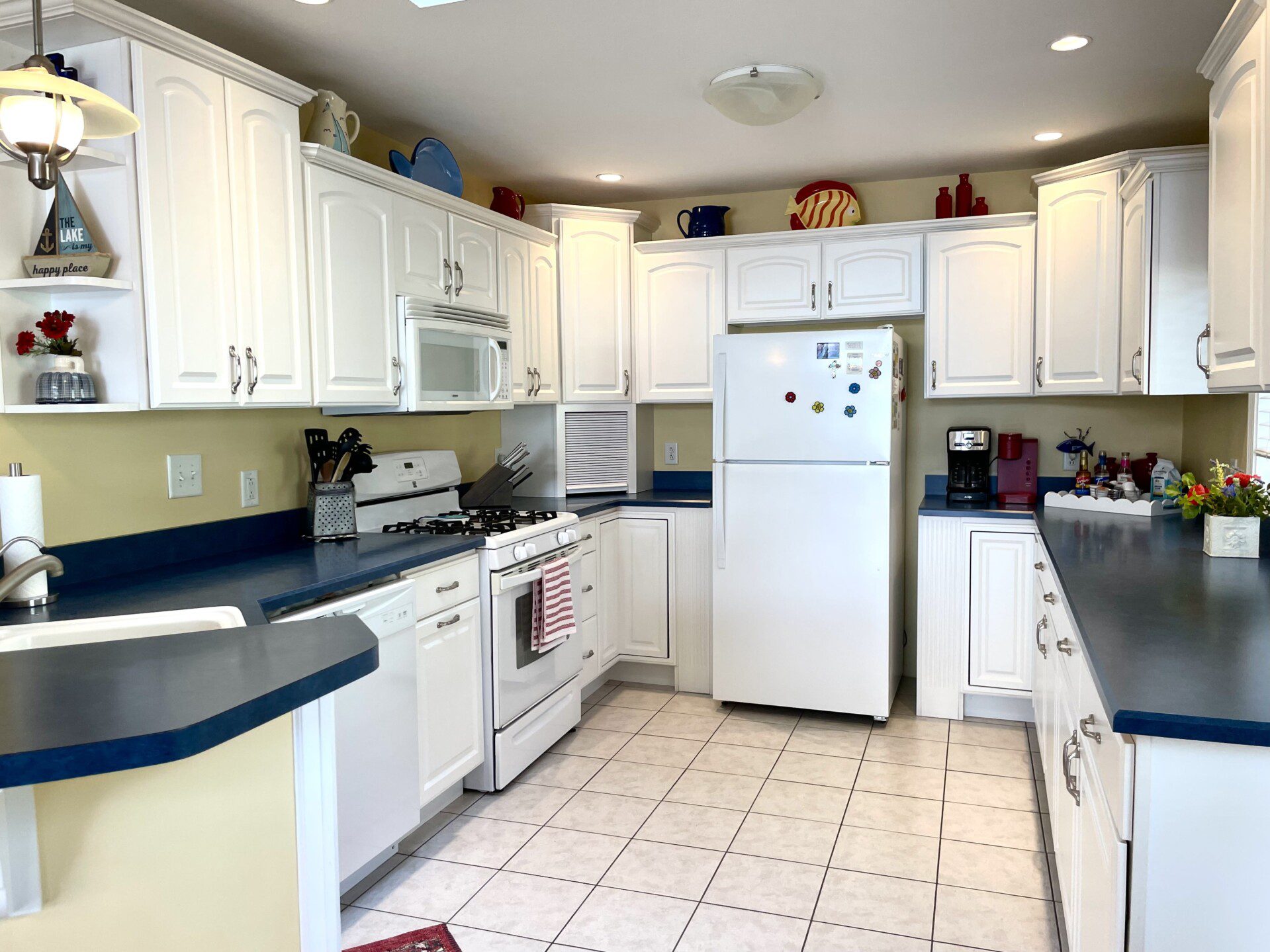 Cook up a feast in the well stocked kitchen with plenty of counter space for all your culinary creations.