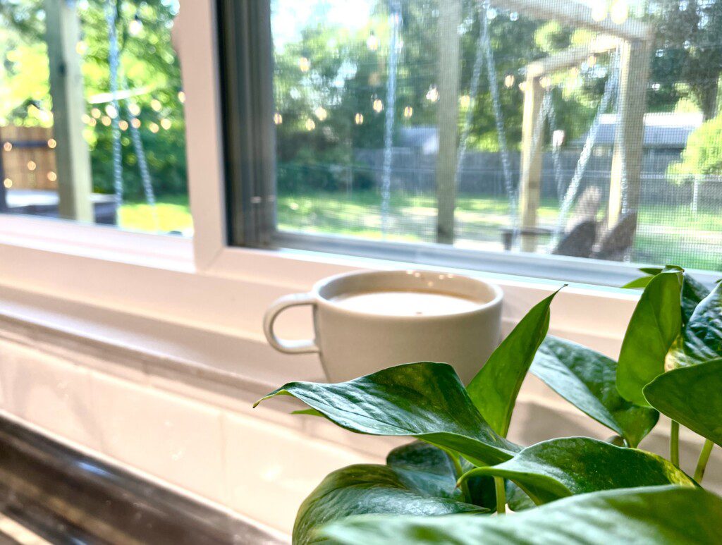 View from kitchen sink window to the Unmatched Patio