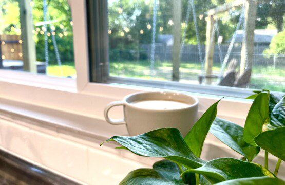 View from kitchen sink window to the Unmatched Patio