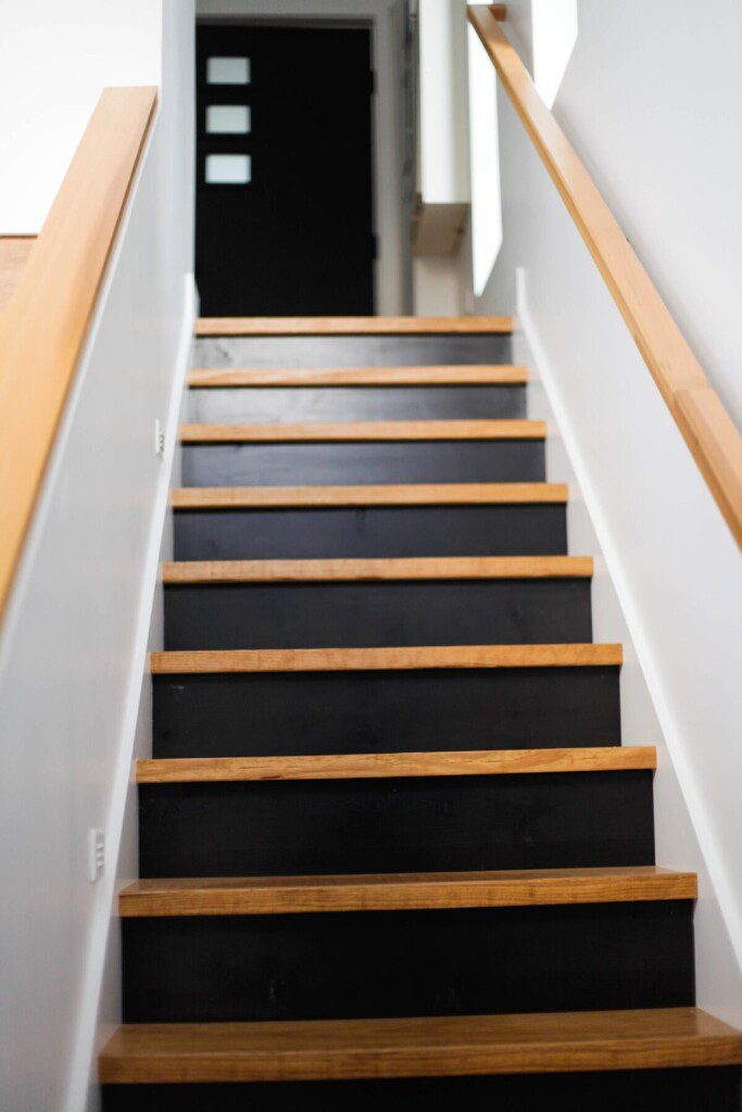 View from just inside the front door heading upstairs to the bedroom and private balcony for a grill out!