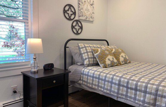 Bedroom #3 - comfortable full bed; USB clock right beside the bed for all your charging needs