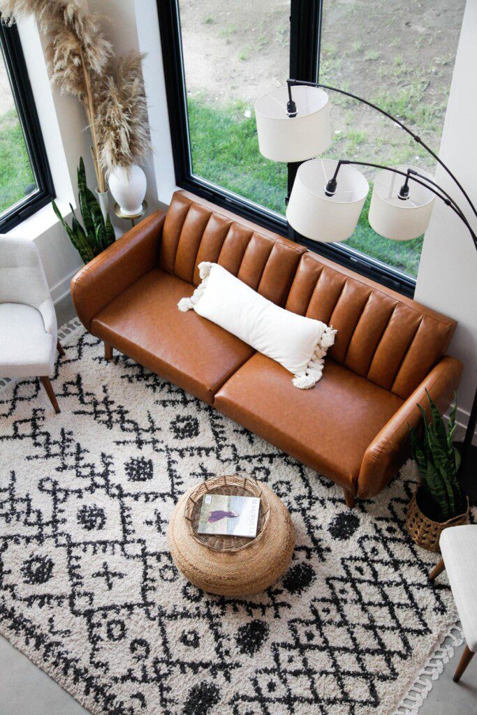 View from upstairs bedroom down into living room